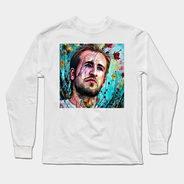 Portrait of Harry  Kane Long Sleeve T-Shirt by bogfl